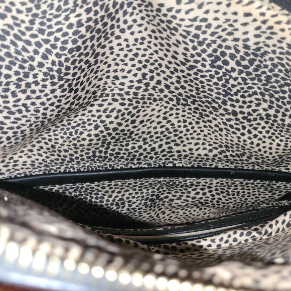 JustFab Black & Gold Studded PU Vegan Leather Clutch Fold Over Biker Punk Goth - Picture 7 of 12